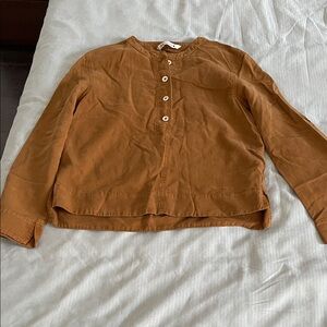 Zara Women's Tan Button-Down Shirt